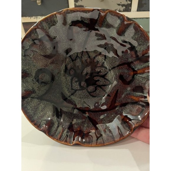 Savoy Ambiance Collection Retired Blue Soup Bowl Speckled Scalloped Lotus Flower - Picture 4 of 7